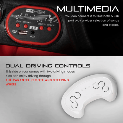 Kids Red Super Sports Ride - On Car | Electric Battery Operated | Scissor Doors & LED Lights Ride Ons for babies - Bouncing Baby