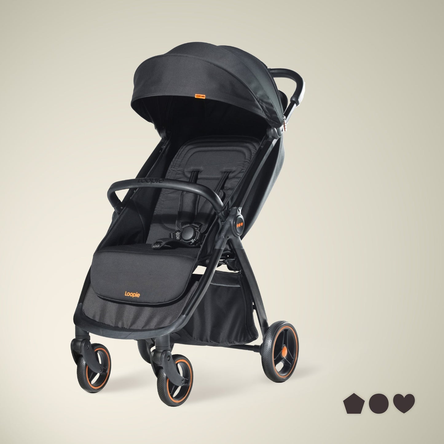 Black stroller on a beige background 1