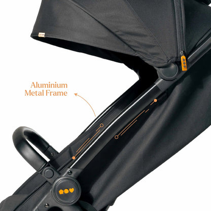 Loopie Hop Premium Baby Stroller | Travel - Friendly Compact Fold | Ages 0 - 4 Years Strollers for babies - Black - Bouncing Baby