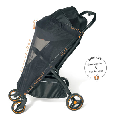 Loopie Hop Premium Baby Stroller | Travel - Friendly Compact Fold | Ages 0 - 4 Years Strollers for babies - Black - Bouncing Baby