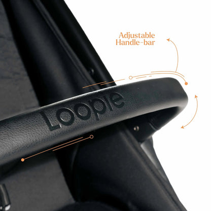 Loopie Hop Premium Baby Stroller | Travel - Friendly Compact Fold | Ages 0 - 4 Years Strollers for babies - Black - Bouncing Baby