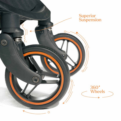 Loopie Hop Premium Baby Stroller | Travel - Friendly Compact Fold | Ages 0 - 4 Years Strollers for babies - Black - Bouncing Baby