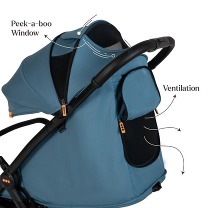 Loopie Hop Premium Baby Stroller | Travel - Friendly Compact Fold | Ages 0 - 4 Years Strollers for babies - Blue - Bouncing Baby