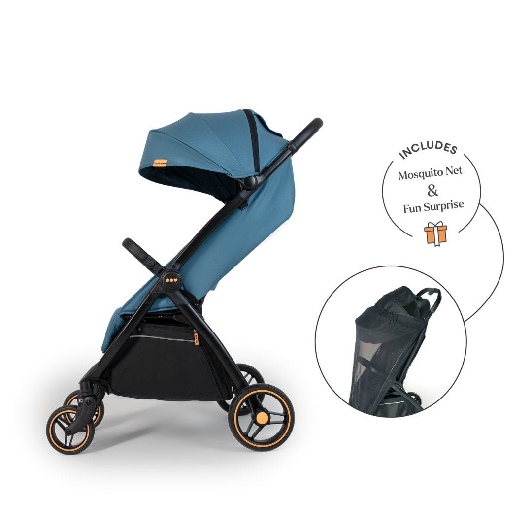 Loopie Hop Premium Baby Stroller | Travel - Friendly Compact Fold | Ages 0 - 4 Years Strollers for babies - Blue - Bouncing Baby