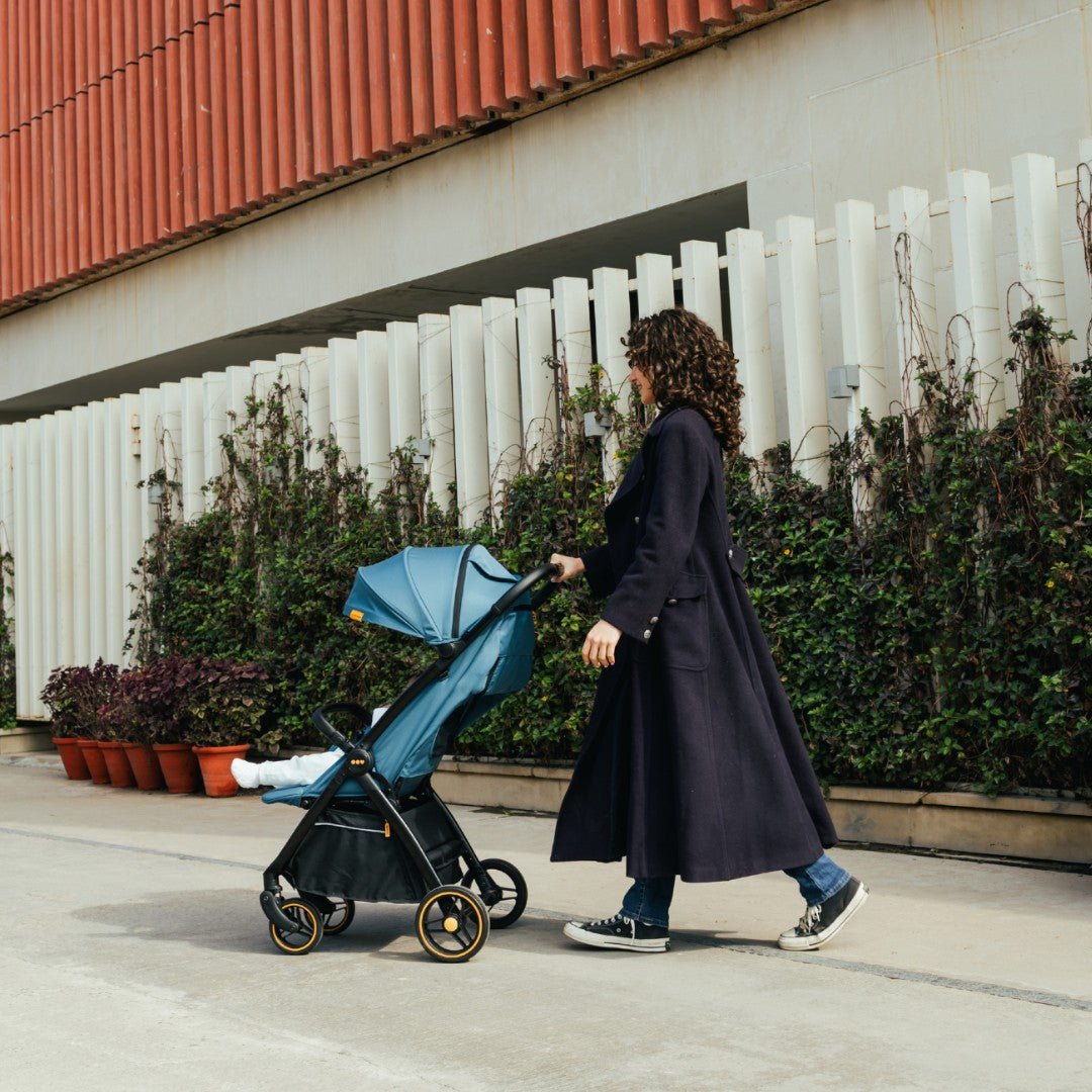 Loopie Hop Premium Baby Stroller | Travel - Friendly Compact Fold | Ages 0 - 4 Years Strollers for babies - Blue - Bouncing Baby