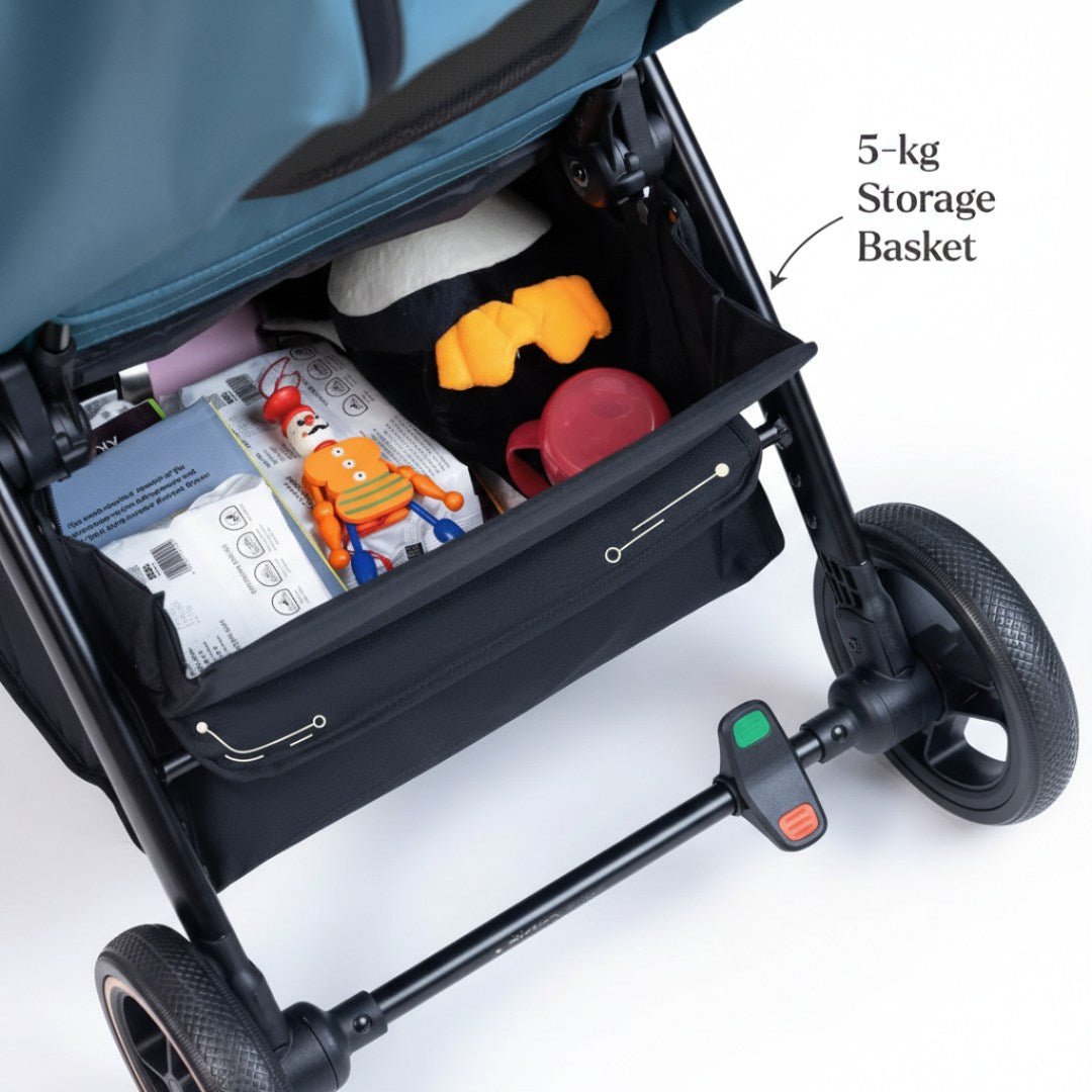 Loopie Hop Premium Baby Stroller | Travel - Friendly Compact Fold | Ages 0 - 4 Years Strollers for babies - Blue - Bouncing Baby