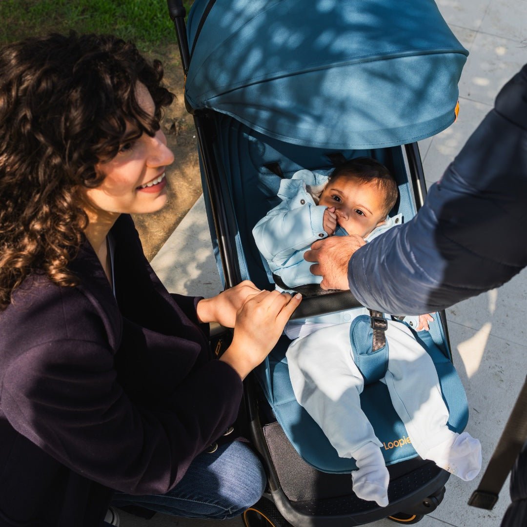 Loopie Hop Premium Baby Stroller | Travel - Friendly Compact Fold | Ages 0 - 4 Years Strollers for babies - Blue - Bouncing Baby