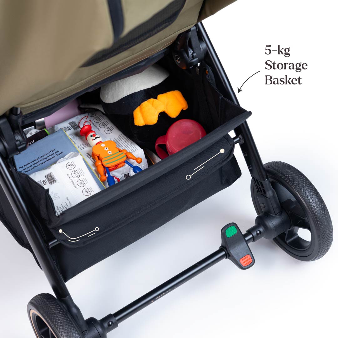 Loopie Hop Premium Baby Stroller | Travel - Friendly Compact Fold | Ages 0 - 4 Years Strollers for babies - Dark Green - Bouncing Baby