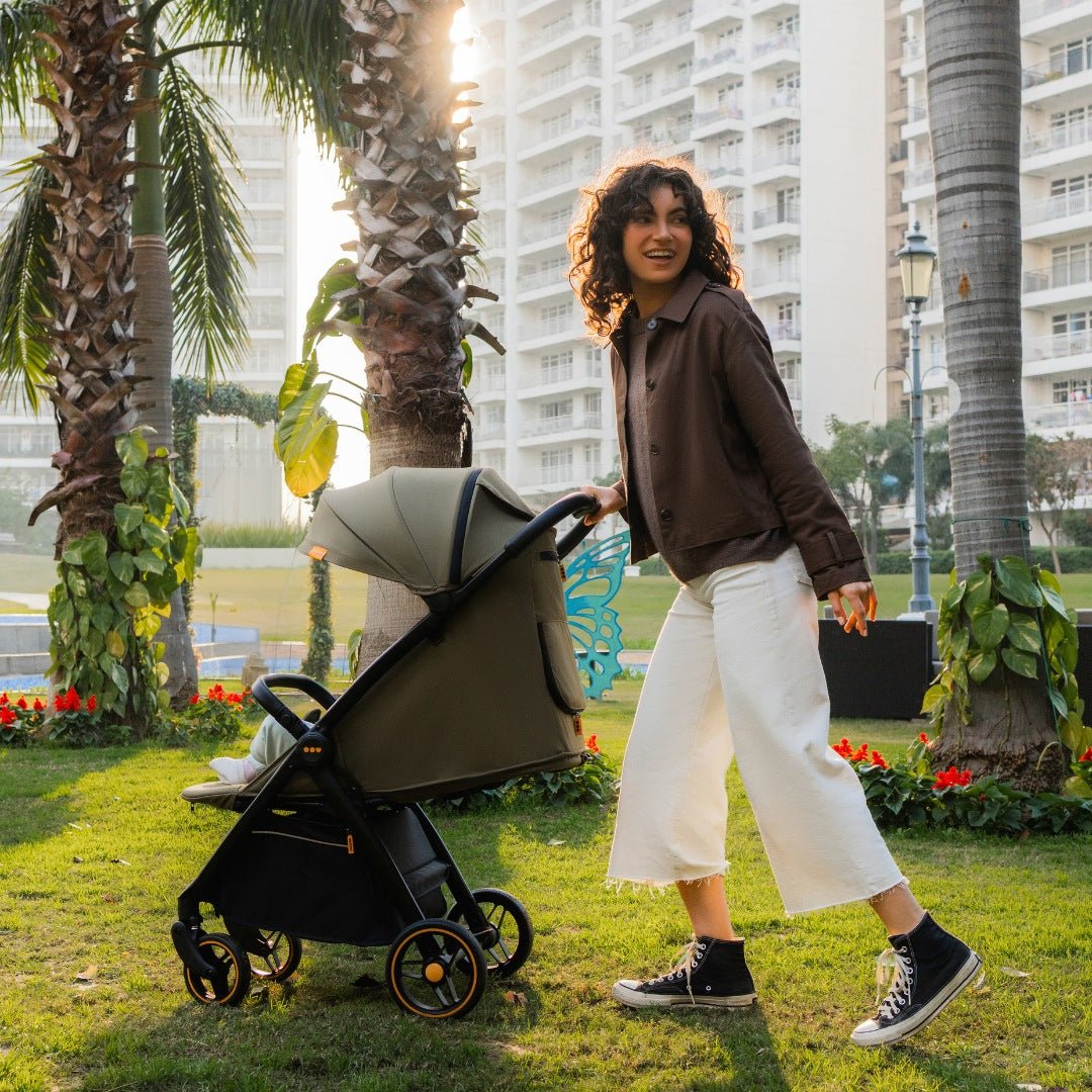 Loopie Hop Premium Baby Stroller | Travel - Friendly Compact Fold | Ages 0 - 4 Years Strollers for babies - Dark Green - Bouncing Baby