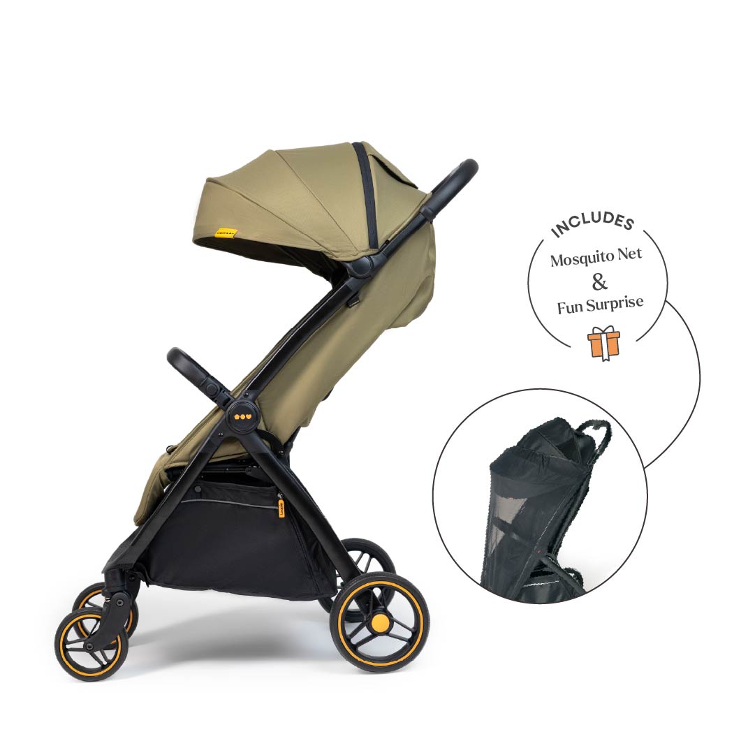 Loopie Hop Premium Baby Stroller | Travel - Friendly Compact Fold | Ages 0 - 4 Years Strollers for babies - Dark Green - Bouncing Baby