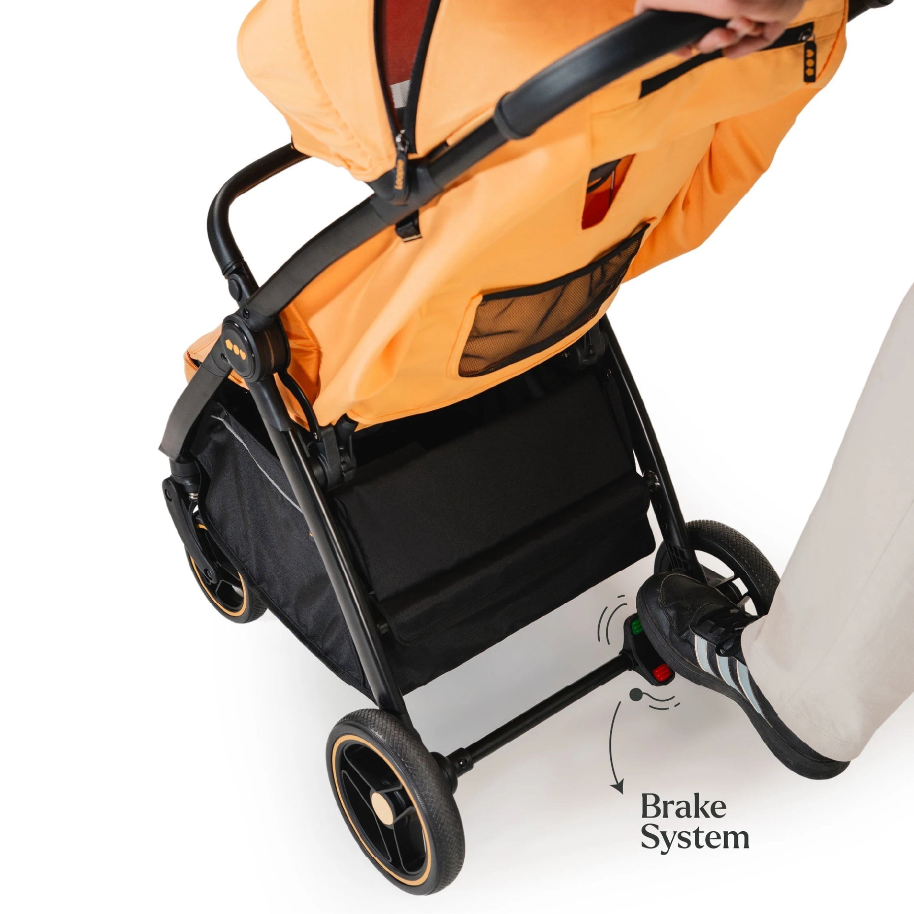 Loopie Hop Premium Baby Stroller | Travel - Friendly Compact Fold | Ages 0 - 4 Years Strollers for babies - Orange - Bouncing Baby