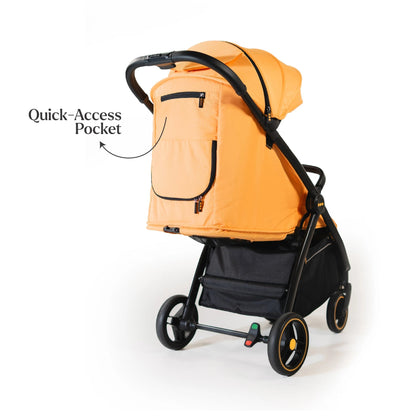 Loopie Hop Premium Baby Stroller | Travel - Friendly Compact Fold | Ages 0 - 4 Years Strollers for babies - Orange - Bouncing Baby
