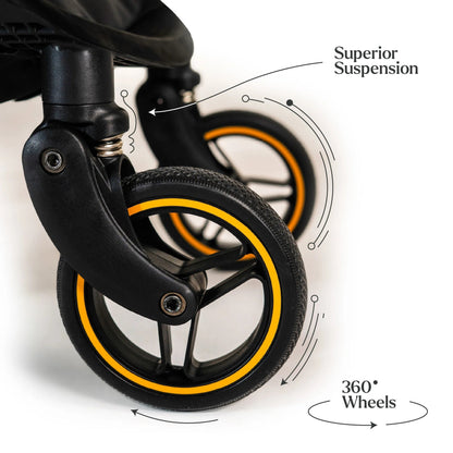 Loopie Hop Premium Baby Stroller | Travel - Friendly Compact Fold | Ages 0 - 4 Years Strollers for babies - Orange - Bouncing Baby