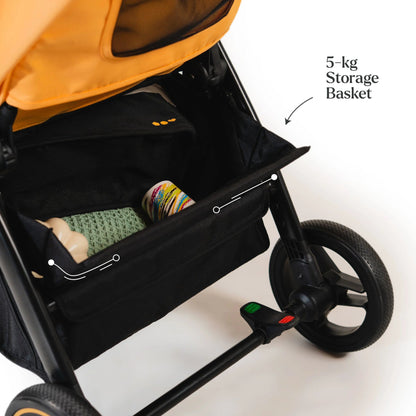 Loopie Hop Premium Baby Stroller | Travel - Friendly Compact Fold | Ages 0 - 4 Years Strollers for babies - Orange - Bouncing Baby