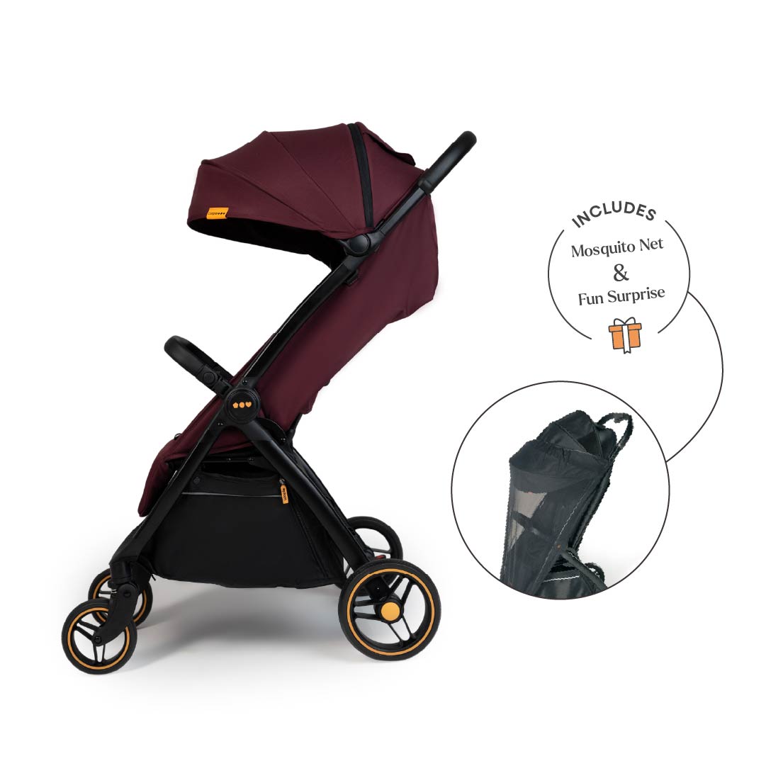 Loopie Hop Premium Baby Stroller | Travel - Friendly Compact Fold | Ages 0 - 4 Years Strollers for babies - Rose gold - Bouncing Baby