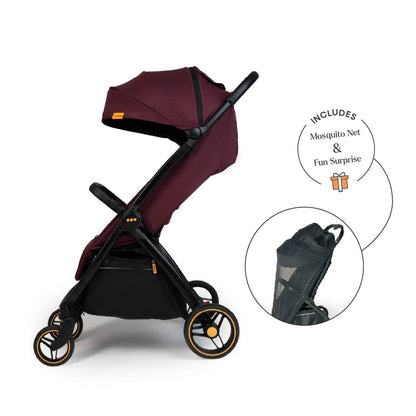 Loopie Hop Premium Baby Stroller | Travel - Friendly Compact Fold | Ages 0 - 4 Years Strollers for babies - Rose gold - Bouncing Baby