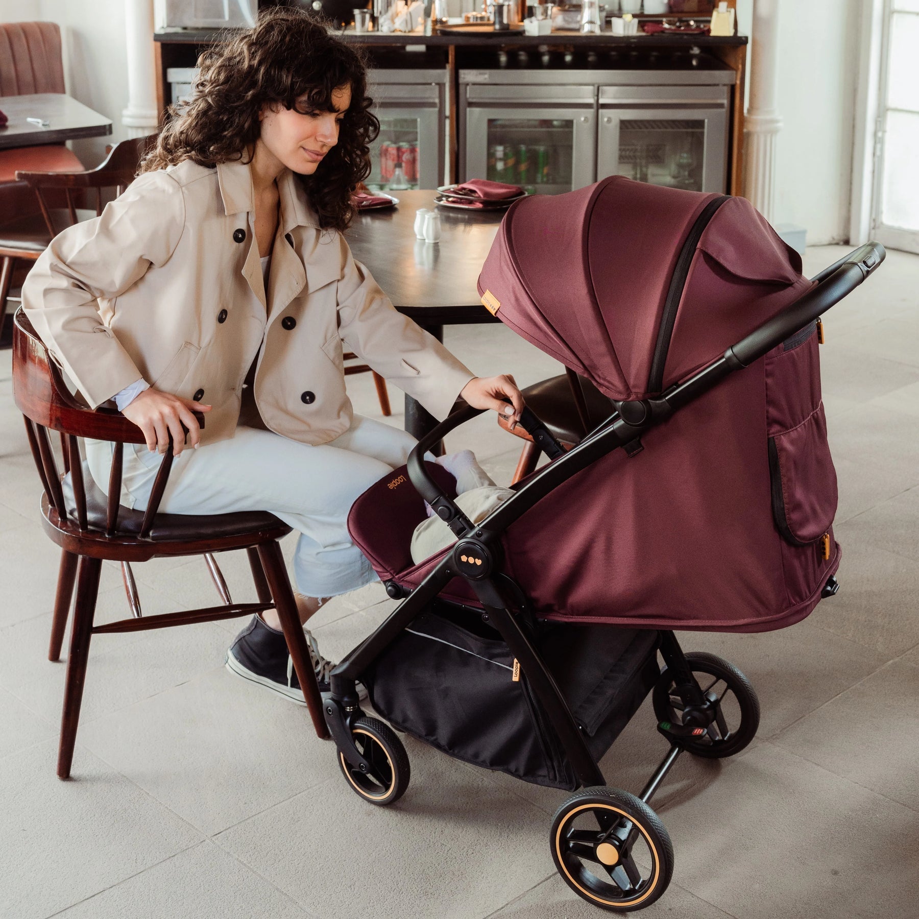 Loopie Hop Premium Baby Stroller | Travel - Friendly Compact Fold | Ages 0 - 4 Years Strollers for babies - Rose gold - Bouncing Baby