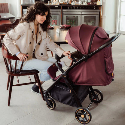 Loopie Hop Premium Baby Stroller | Travel - Friendly Compact Fold | Ages 0 - 4 Years Strollers for babies - Rose gold - Bouncing Baby