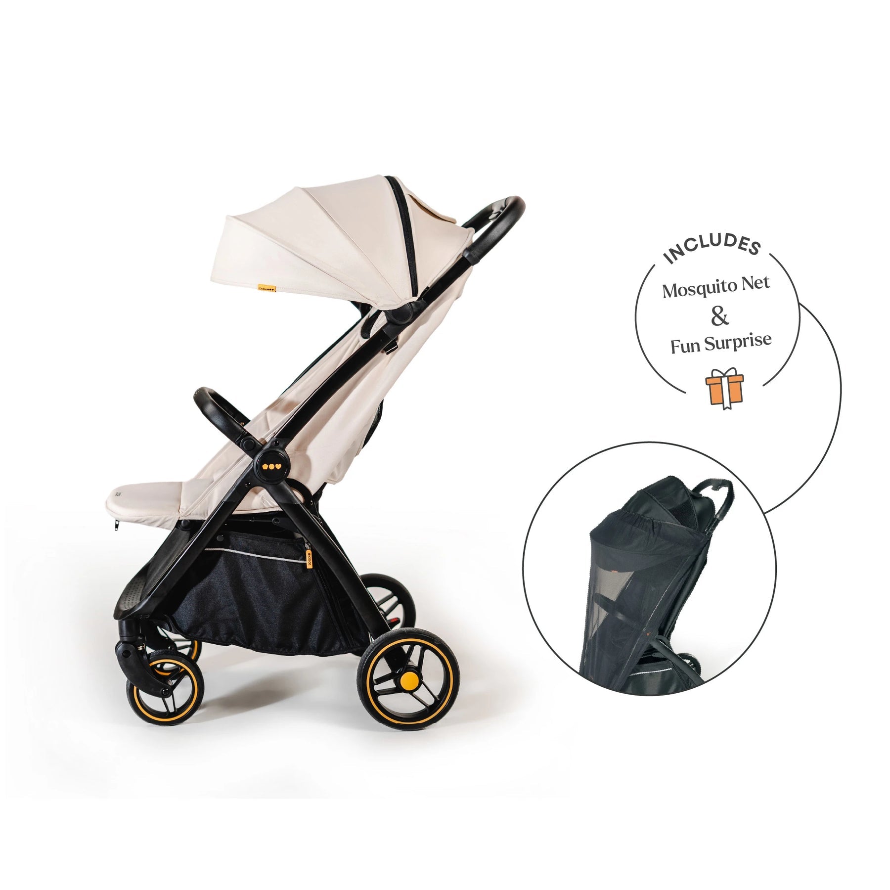 Loopie Hop Premium Baby Stroller | Travel - Friendly Compact Fold | Ages 0 - 4 Years Strollers for babies - White - Bouncing Baby
