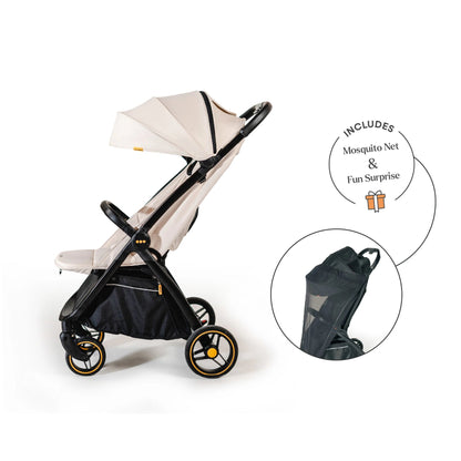 Loopie Hop Premium Baby Stroller | Travel - Friendly Compact Fold | Ages 0 - 4 Years Strollers for babies - White - Bouncing Baby
