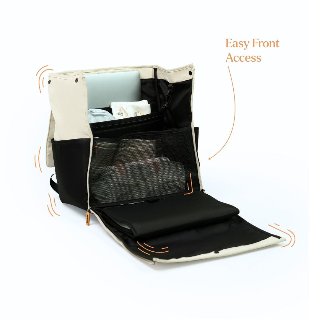 Loopie Robin Premium Diaper Bag | 30L Maternity Backpack with Changing Mat Baby Gear for babies - Ivory - Bouncing Baby