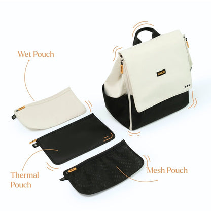 Loopie Robin Premium Diaper Bag | 30L Maternity Backpack with Changing Mat Baby Gear for babies - Ivory - Bouncing Baby