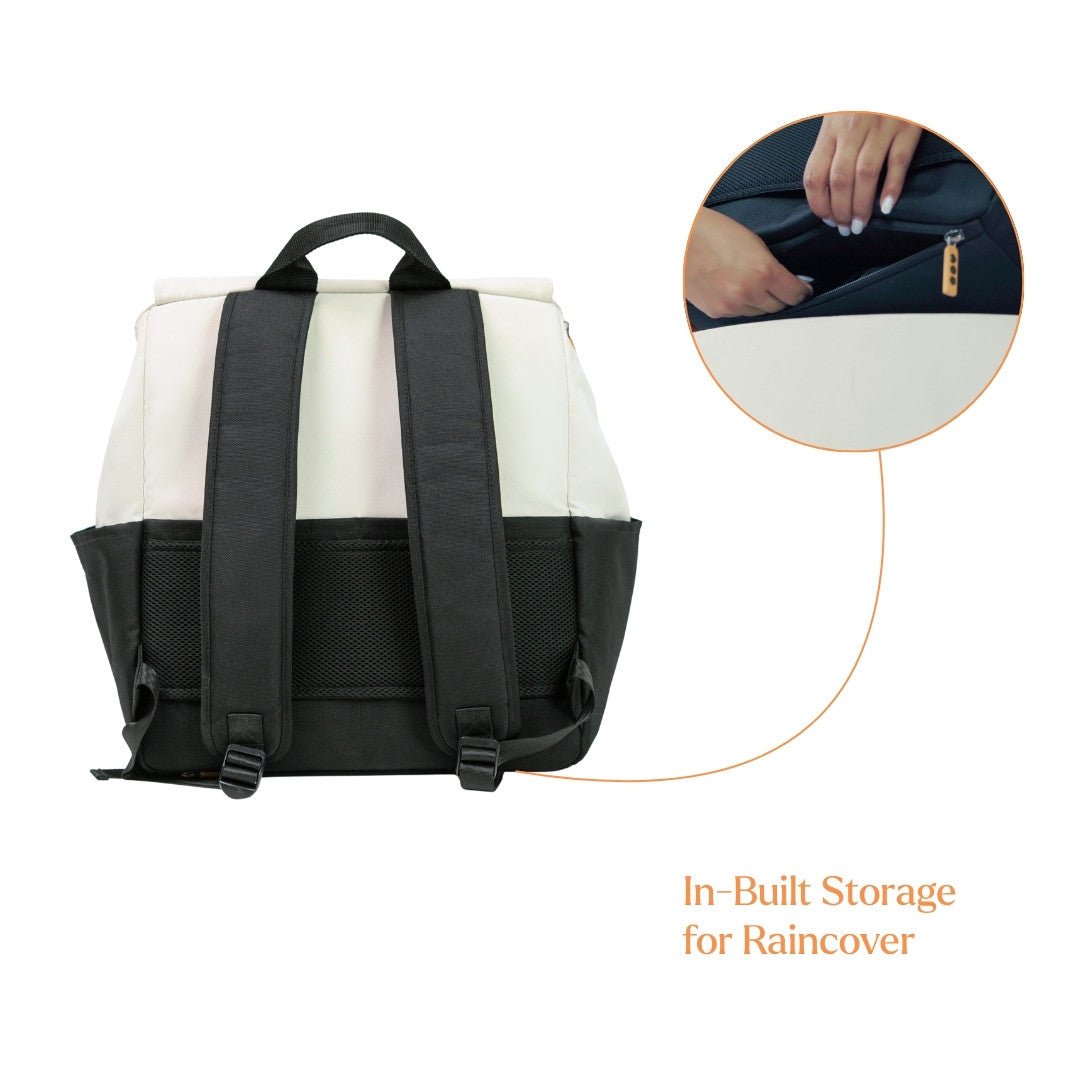 Loopie Robin Premium Diaper Bag | 30L Maternity Backpack with Changing Mat Baby Gear for babies - Ivory - Bouncing Baby