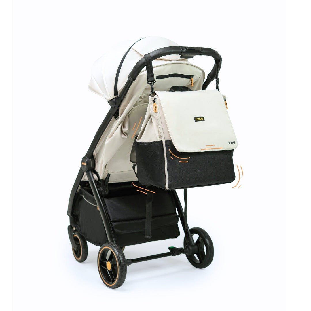 Loopie Robin Premium Diaper Bag | 30L Maternity Backpack with Changing Mat Baby Gear for babies - Ivory - Bouncing Baby