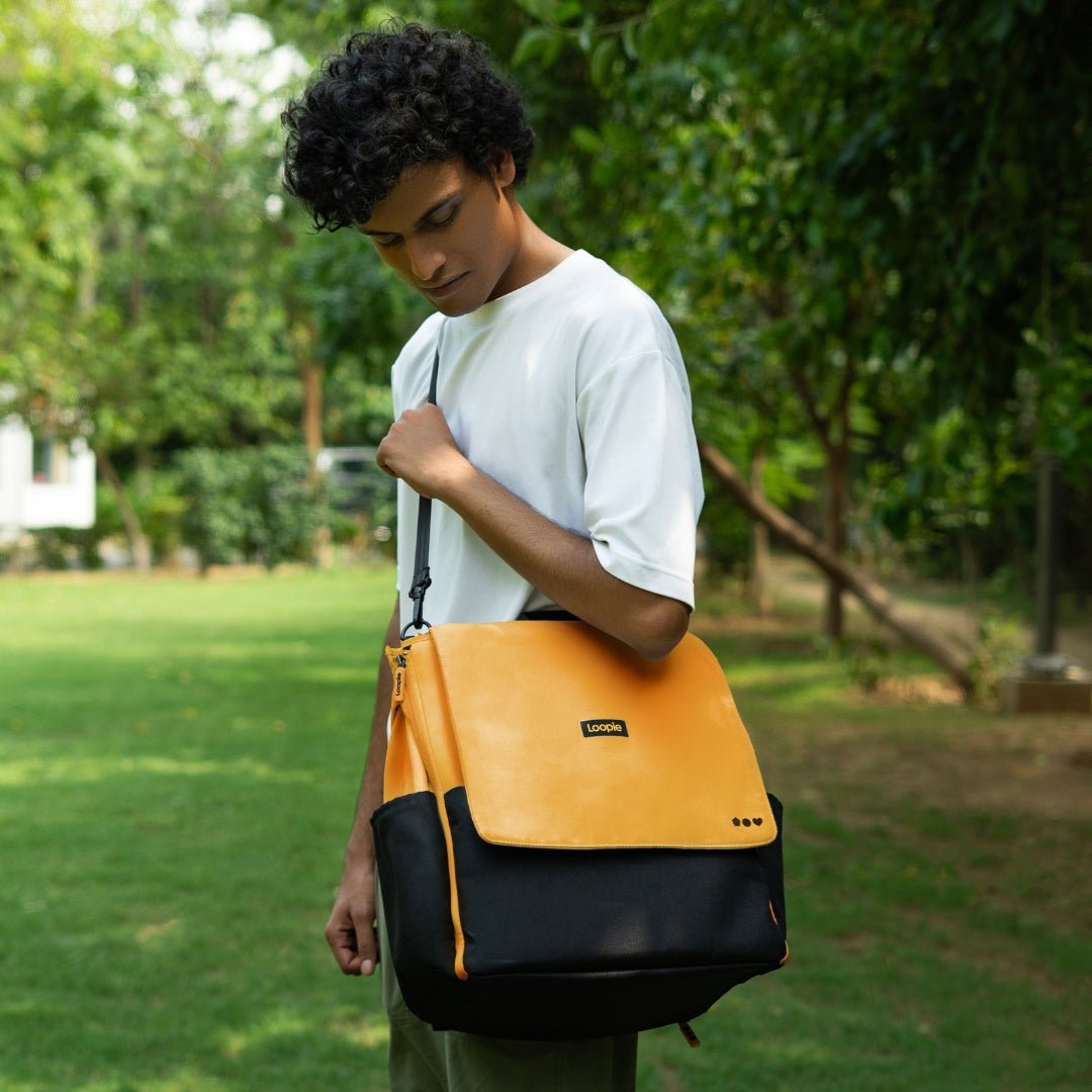 Loopie Robin Premium Diaper Bag | 30L Maternity Backpack with Changing Mat Baby Gear for babies - Orange - Bouncing Baby