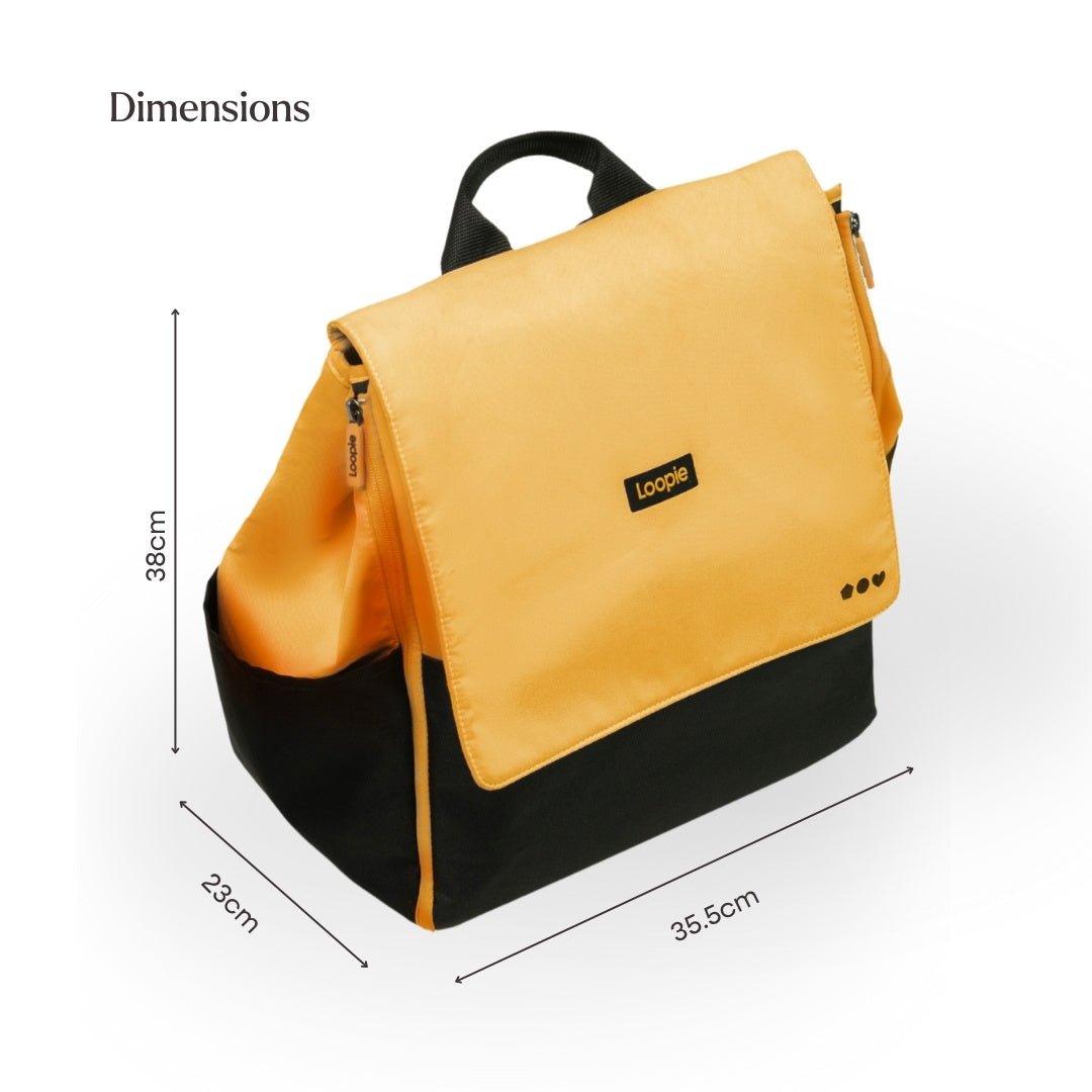 Loopie Robin Premium Diaper Bag | 30L Maternity Backpack with Changing Mat Baby Gear for babies - Orange - Bouncing Baby