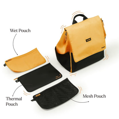 Loopie Robin Premium Diaper Bag | 30L Maternity Backpack with Changing Mat Baby Gear for babies - Orange - Bouncing Baby