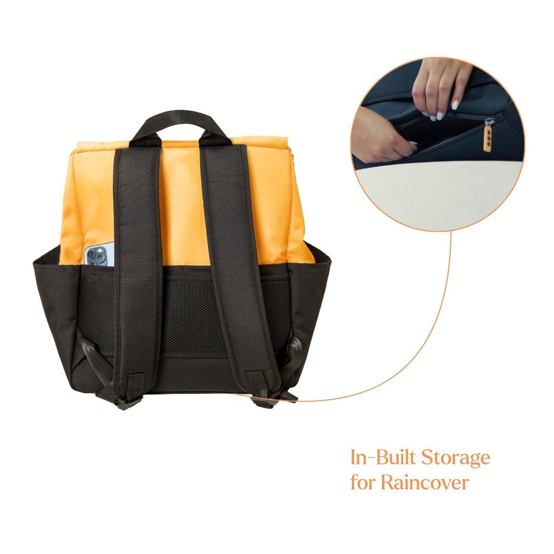 Loopie Robin Premium Diaper Bag | 30L Maternity Backpack with Changing Mat Baby Gear for babies - Orange - Bouncing Baby