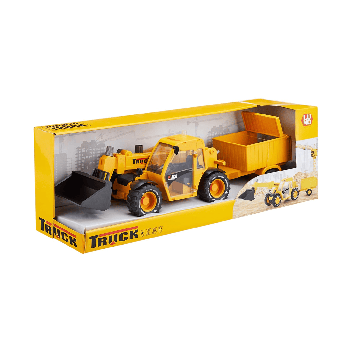 Lumo Powerful Construction Truck Toy | Lights & Sounds | With Front Loader & Trailer | Ages 3+ Kids Toys for babies - Bouncing Baby