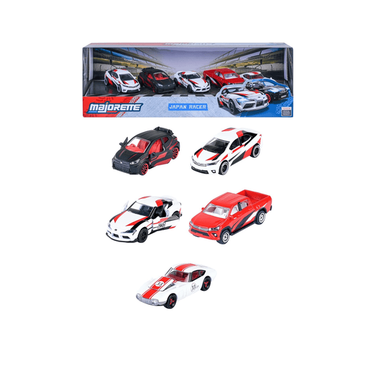 Majorette Japan Racer Gift Pack | 5 Toyota Die - Cast Cars | Supra, Hilux, 2000GT | 1:64 Scale Die - Cast Toys for babies - Bouncing Baby