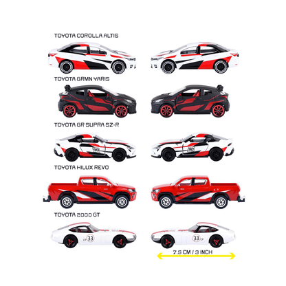 Majorette Japan Racer Gift Pack | 5 Toyota Die - Cast Cars | Supra, Hilux, 2000GT | 1:64 Scale Die - Cast Toys for babies - Bouncing Baby