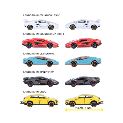 Majorette Lamborghini Gift Pack | 5 Die - Cast Supercars | Urus, Aventador & Countach | 1:64 Scale Die - Cast Toys for babies - Bouncing Baby