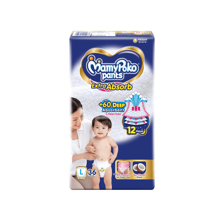 MamyPoko Pants Extra Absorb Baby Diapers | Up to 12 Hours Protection | Pant - Style Diapers Diaper Pants for babies - L - Bouncing Baby