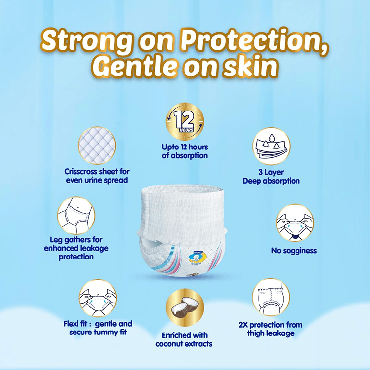 MamyPoko Pants Extra Absorb Baby Diapers | Up to 12 Hours Protection | Pant - Style Diapers Diaper Pants for babies - L - Bouncing Baby