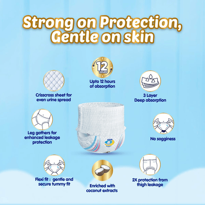 MamyPoko Pants Extra Absorb Baby Diapers | Up to 12 Hours Protection | Pant - Style Diapers Diaper Pants for babies - L - Bouncing Baby