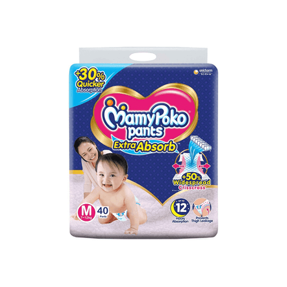 MamyPoko Pants Extra Absorb Baby Diapers | Up to 12 Hours Protection | Pant - Style Diapers Diaper Pants for babies - M - Bouncing Baby