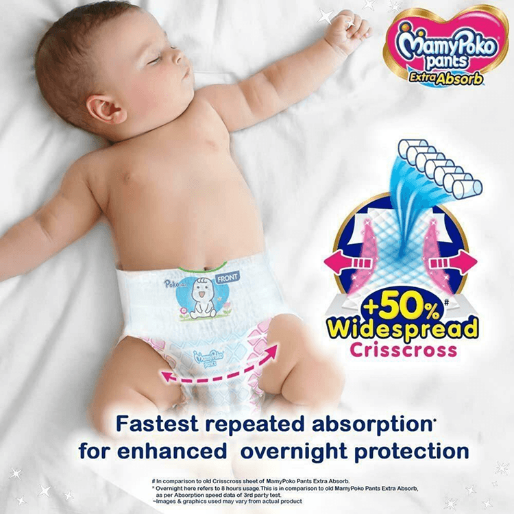 MamyPoko Pants Extra Absorb Baby Diapers | Up to 12 Hours Protection | Pant - Style Diapers Diaper Pants for babies - M - Bouncing Baby