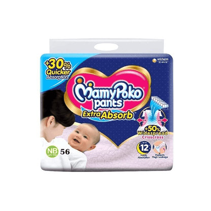 MamyPoko Pants Extra Absorb Baby Diapers | Up to 12 Hours Protection | Pant - Style Diapers Diaper Pants for babies - NB - Bouncing Baby