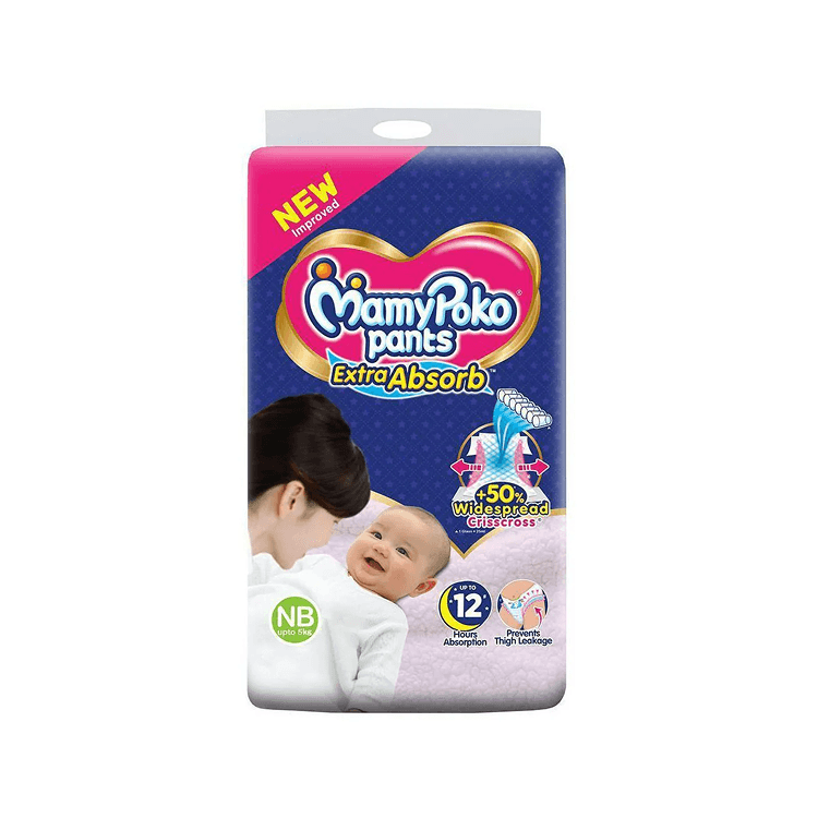 MamyPoko Pants Extra Absorb Baby Diapers | Up to 12 Hours Protection | Pant - Style Diapers Diaper Pants for babies - NB - Bouncing Baby