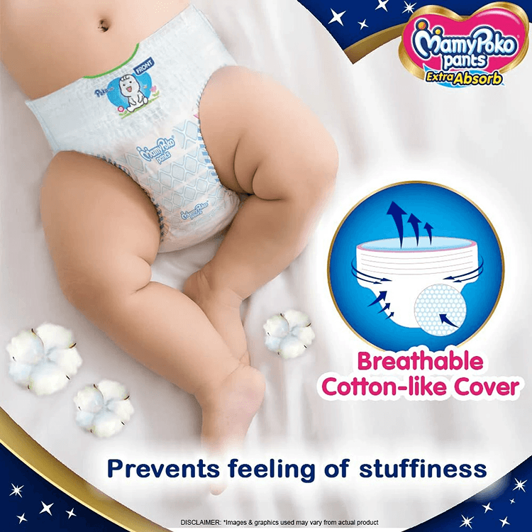 MamyPoko Pants Extra Absorb Baby Diapers | Up to 12 Hours Protection | Pant - Style Diapers Diaper Pants for babies - S - Bouncing Baby