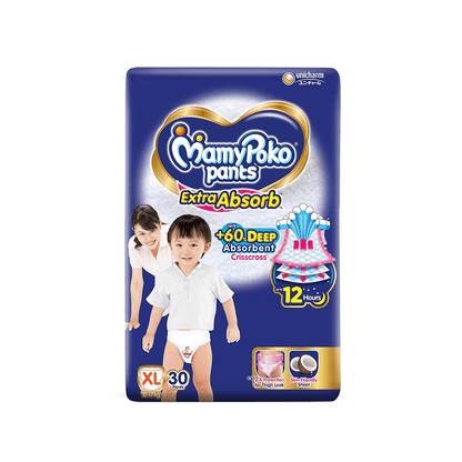 MamyPoko Pants Extra Absorb Baby Diapers | Up to 12 Hours Protection | Pant - Style Diapers Diaper Pants for babies - XL - Bouncing Baby