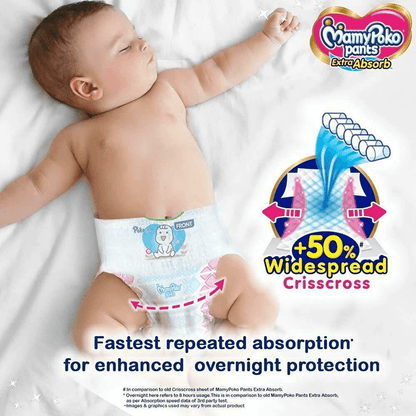 MamyPoko Pants Extra Absorb Baby Diapers | Up to 12 Hours Protection | Pant - Style Diapers Diaper Pants for babies - XXL - Bouncing Baby