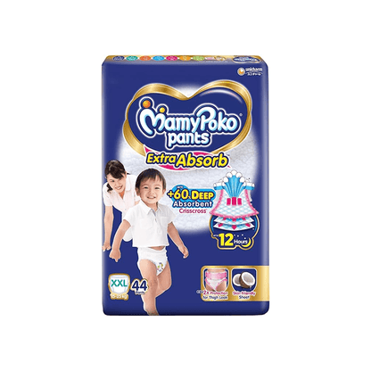 MamyPoko Pants Extra Absorb Baby Diapers | Up to 12 Hours Protection | Pant - Style Diapers Diaper Pants for babies - XXL - Bouncing Baby