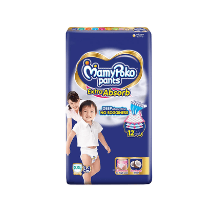 MamyPoko Pants Extra Absorb Baby Diapers | Up to 12 Hours Protection | Pant - Style Diapers Diaper Pants for babies - XXL - Bouncing Baby