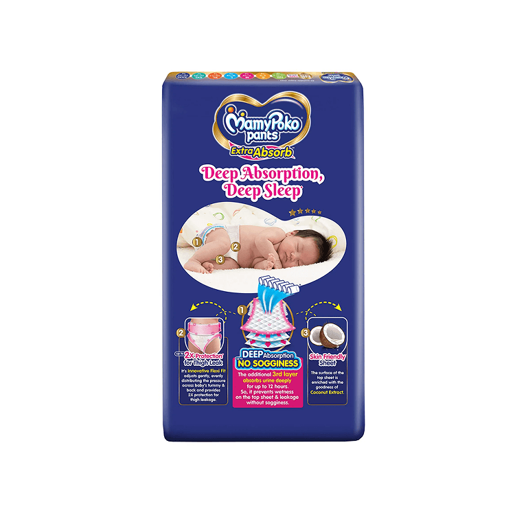 MamyPoko Pants Extra Absorb Baby Diapers | Up to 12 Hours Protection | Pant - Style Diapers Diaper Pants for babies - XXL - Bouncing Baby
