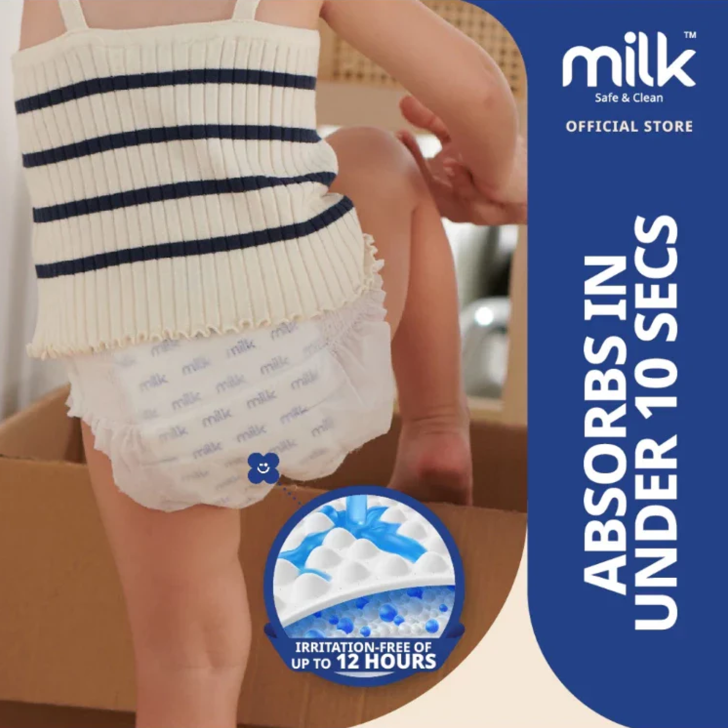 Milk Safe & Clean Rash Away! Diaper Pants | Yoga Pant Fit Diaper Pants for babies - L - 36 Pack - Bouncing Baby